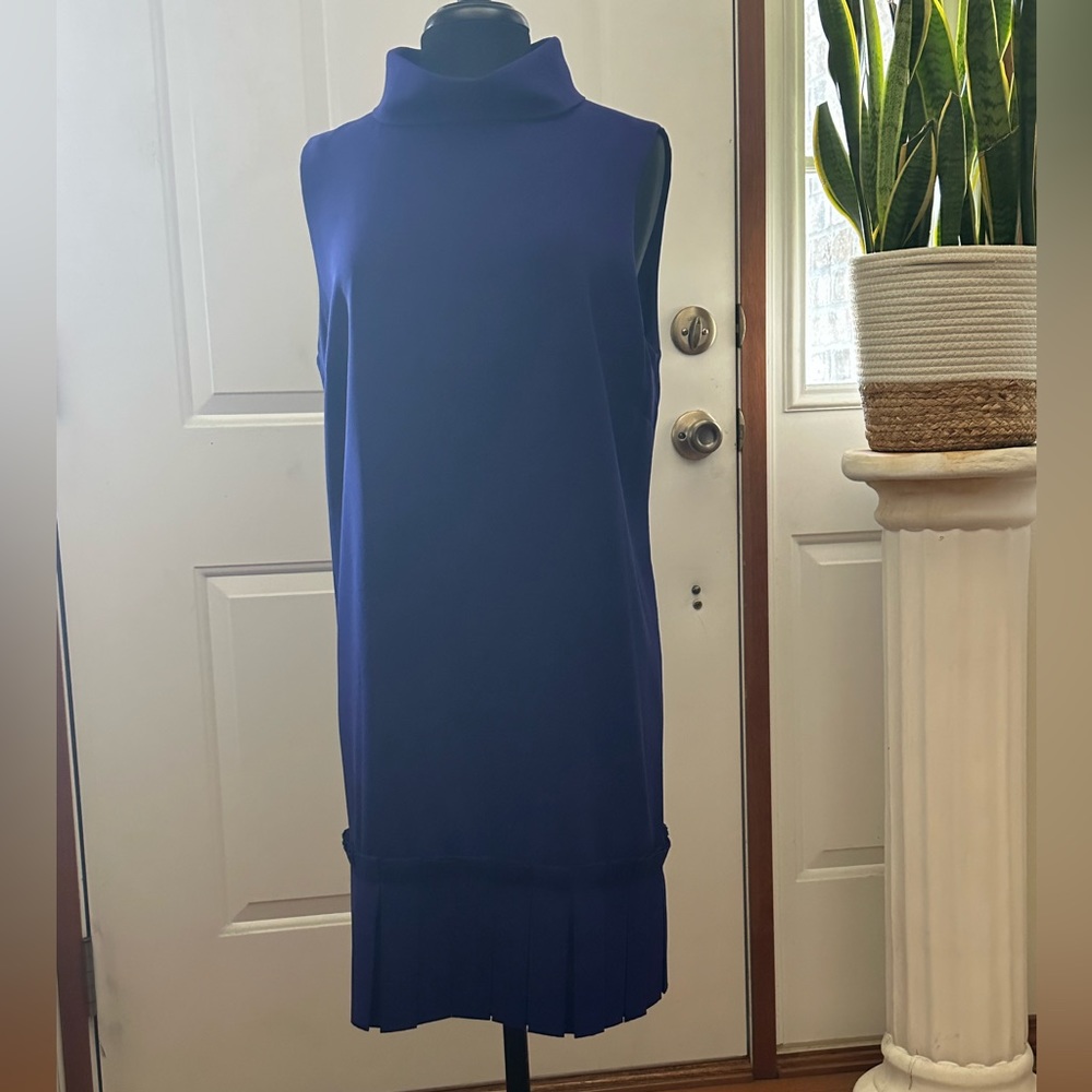 Alex Marie Sleeveless Shift Dress with Box-pleat hemline.